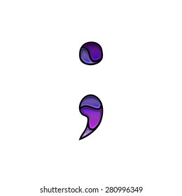 stained glass font, semicolon