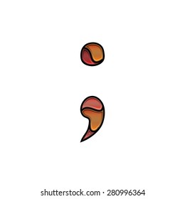 stained glass font, semicolon