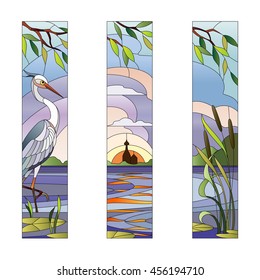 stained glass with heron