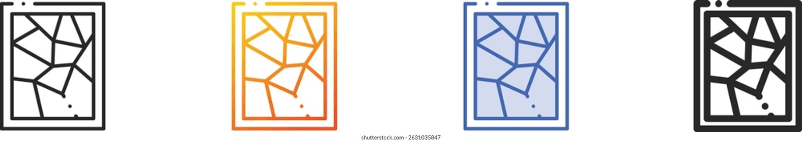 stained glass icon.Thin Linear, Gradient, Blue Stroke and bold Style Design Isolated On White Background