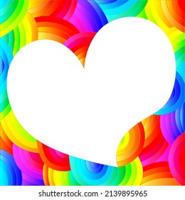 Stained Glass Illustration With An Abstract Rainbow Frame With A Heart Inside, Rectangular Image