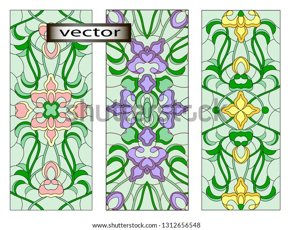 Stained Glass Illustration Vector Stencil Template Stock - 