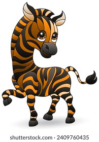 Stained glass illustrations with cartoon zebra, animal isolated on a white background,tone brown