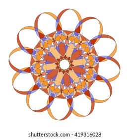 Stained glass mandala hand draw. Vector illustration.