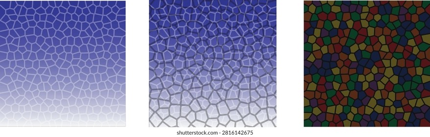 Stained glass mosaic background. Irregular blue tiles and white outlines. Decorative broken texture. Chaotic color tiles. Abstract geometric design template. Vector illustration stock illustration