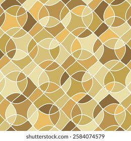 stained glass mosaic. brown repetitive background with crisscrossed curves. vector illustration. seamless pattern. fabric swatch. wrapping paper. continuous design template for textile, apparel, linen