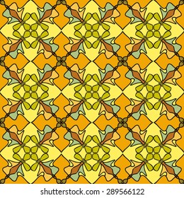 Stained glass mosaic vector seamless pattern.
