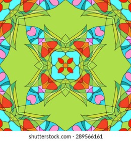 Stained glass mosaic vector seamless pattern.