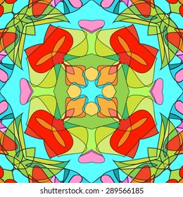 Stained glass mosaic vector seamless pattern.