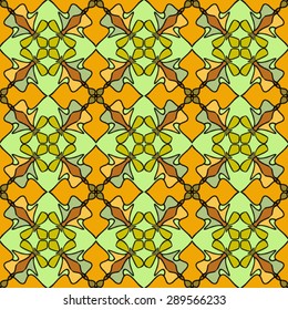 Stained glass mosaic vector seamless pattern.