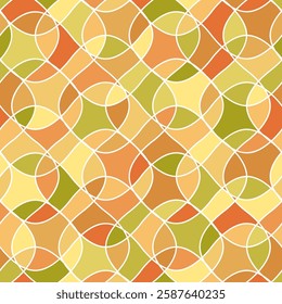 stained glass mosaic. warm color repetitive background with crisscrossed curves. vector illustration. seamless pattern. fabric swatch. wrapping paper. continuous design template for textile, linen