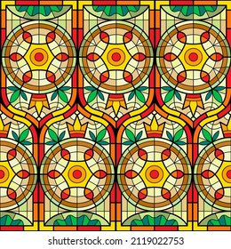 Stained glass pattern. Decorative seamless background with piece of colored glasses recent vector background illustration