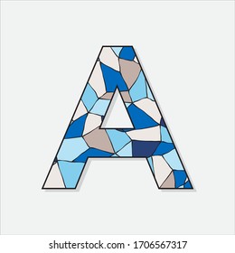 stained glass pattern inside letter a, vector