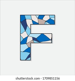 stained glass pattern inside letter f, vector