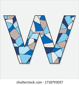 stained glass pattern inside letter w, vector