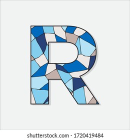 stained glass pattern inside letter r, vector
