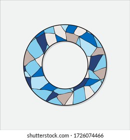 stained glass pattern inside letter o, vector