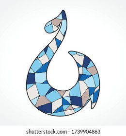 stained glass pattern inside stylized Maori symbol represent good luck and safe travel across water