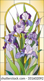 Stained Glass Pattern 
With Irises