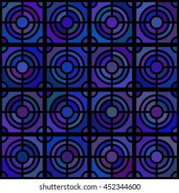 Stained glass pattern. Seamless pattern. Mosaic seamless pattern. Glass pattern. Blue stained glass pattern. 
