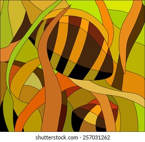 stained glass pattern with underwater view, vector illustration 