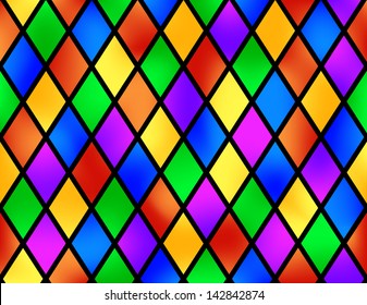 Stained glass pattern, vector illustration, seamless without gradient mesh
