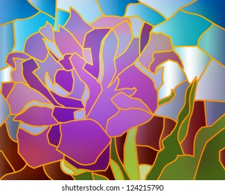 Stained glass purple tulip, vector illustration eps10