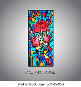 Stained glass rose decorative pattern colored mosaic