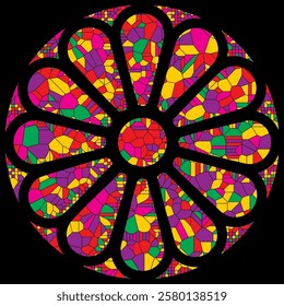 Stained glass rosette vector illustration