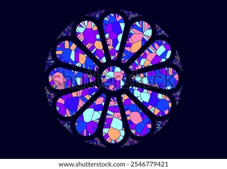 Stained glass rosette vector illustration