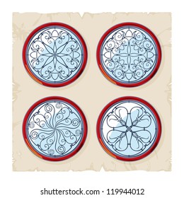 Stained glass round window, 2, vector