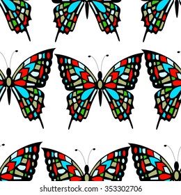 stained glass seamless pattern on white background