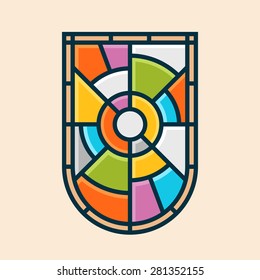 Stained glass shield emblem vector graphic symbol