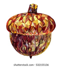 Stained glass style image of acorn