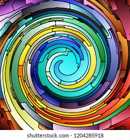Stained Glass Swirl colorful abstract illustration in EPS 10 vector format for designs on art, nature and motion