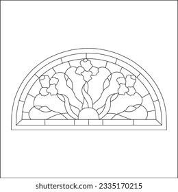 stained glass templates, round elements for stained glass windows. Gothic windows. Vintage frames. Church stained-glass windows