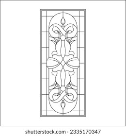 Buntglasvorlagen, runde Elemente für Buntglasfenster. Gotische Fenster. Vintage-Rahmen. Kirchenfenster