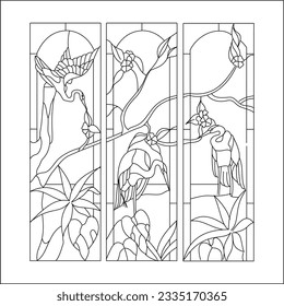 stained glass templates, round elements for stained glass windows. Gothic windows. Vintage frames. Church stained-glass windows
