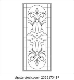 stained glass templates, round elements for stained glass windows. Gothic windows. Vintage frames. Church stained-glass windows