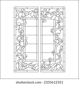 stained glass templates, round elements for stained glass windows. Gothic windows. Vintage frames. Church stained-glass windows