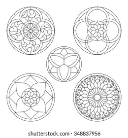 stained glass templates, round elements for stained glass windows