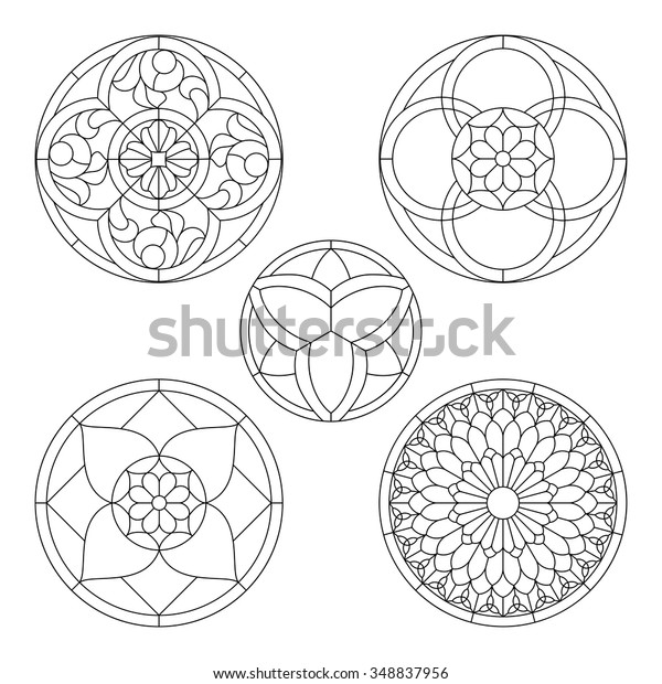 stained glass templates, round elements for\
stained glass windows