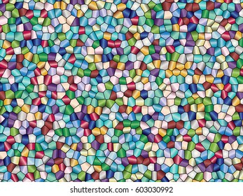 Stained glass texture with gradient of cold shades, colorful mosaic. Vector illustration background for interior design, print on paper, wallpaper