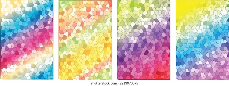 Stained glass texture on multicolored gradient background.