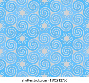 Stained glass texture from snowflakes. Wrapping paper. Seamless pattern.