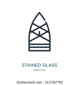 stained glass thin line icon. window, decoration linear icons from fairy tale concept isolated outline sign. Vector illustration symbol element for web design and apps.