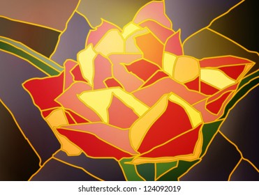 Stained glass tulip, vector illustration eps10