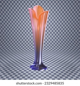Stained glass vase of peach color.  Background and object separately. 3d rendering.