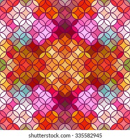 Stained glass vector background. Beautiful seamless pattern in mosaic style.