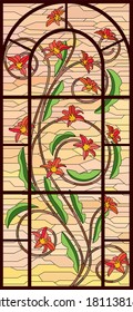 Stained glass vertical. Plant mosaic